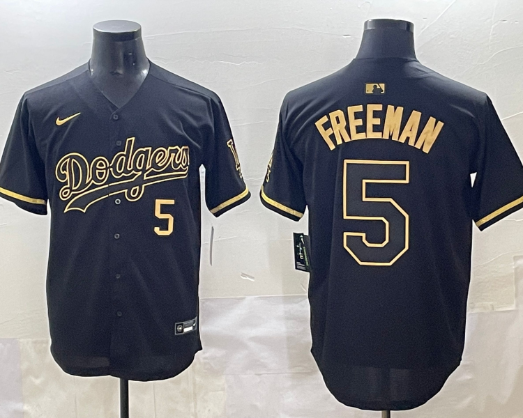 Men's Los Angeles Dodgers Freddie Freeman #5 Black Team Jersey