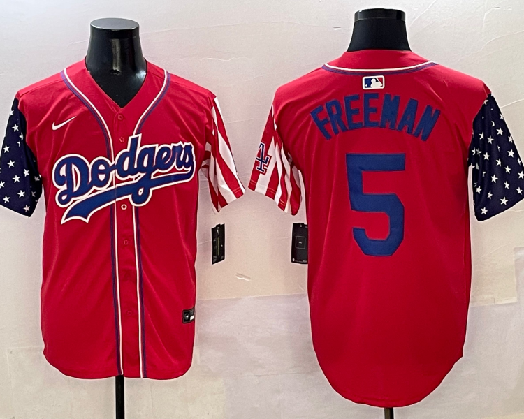 Men's Los Angeles Dodgers Freddie Freeman #5 Red Jersey