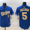 Men's Los Angeles Dodgers Freddie Freeman #5 Royal 2025 Gold Collection Limited Jersey