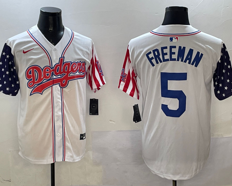 Men's Los Angeles Dodgers Freddie Freeman #5 White Alternate Jersey