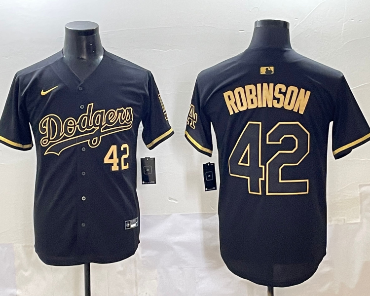 Men's Los Angeles Dodgers Jackie Robinson #42 Black Team Jersey