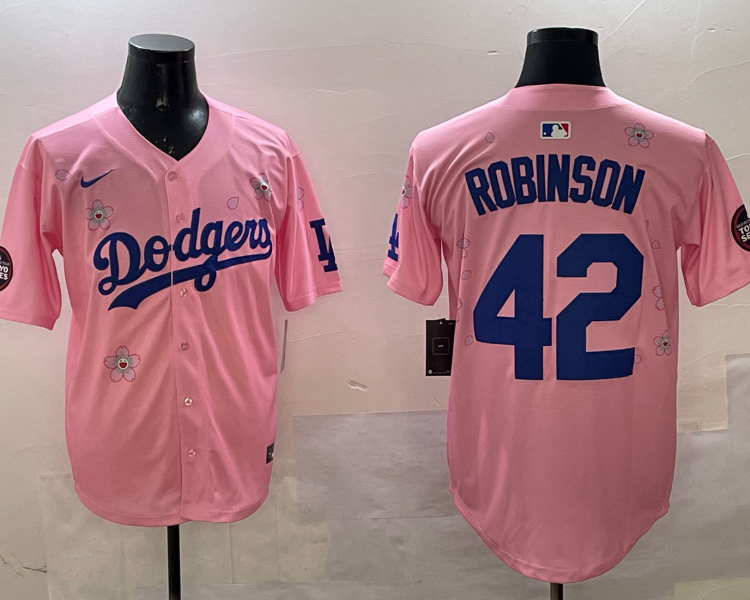 Men's Los Angeles Dodgers Jackie Robinson #42 Pink Alternate Jersey