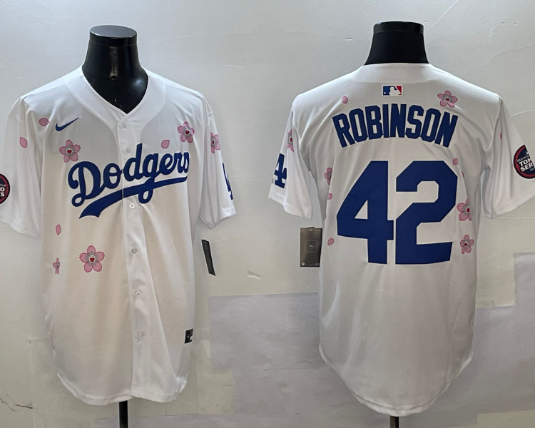 Men's Los Angeles Dodgers Jackie Robinson #42 White Alternate Jersey