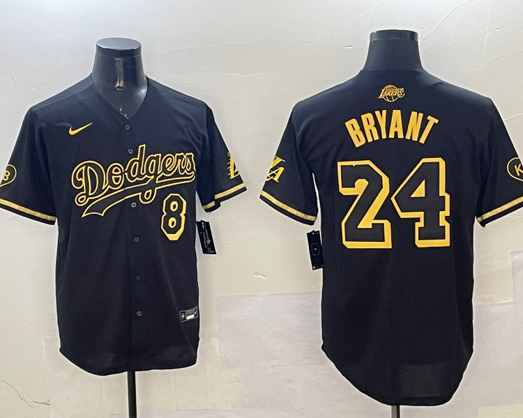 Men's Los Angeles Dodgers Kobe Bryant #24 Black Jersey