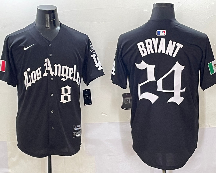 Men's Los Angeles Dodgers Kobe Bryant #8-24 Black Jersey