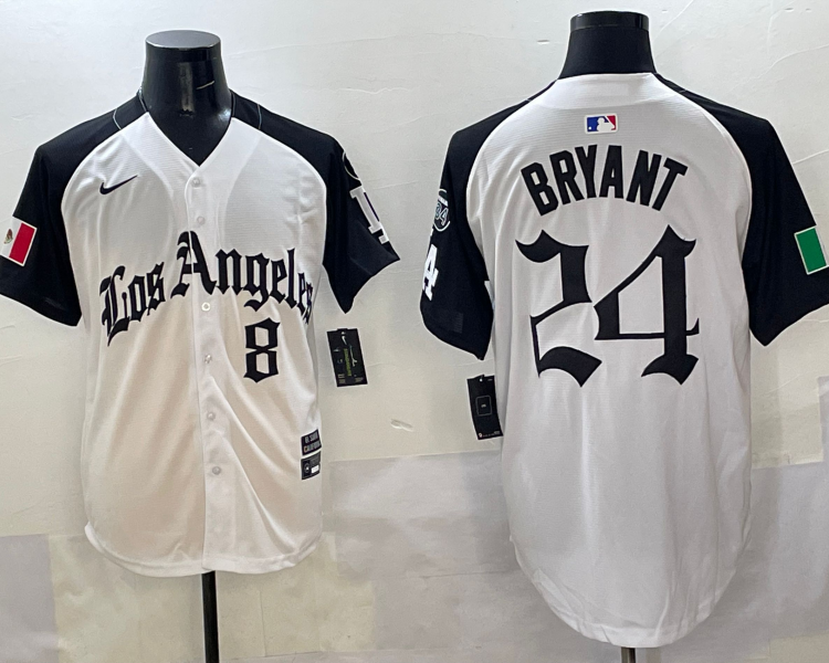 Men's Los Angeles Dodgers Kobe Bryant #8-24 White Jersey