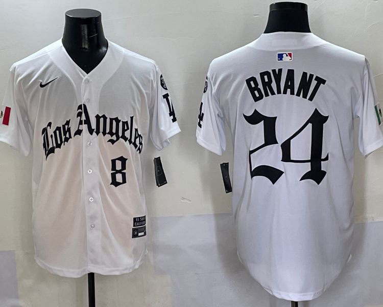 Men's Los Angeles Dodgers Kobe Bryant #8-24 White Jersey