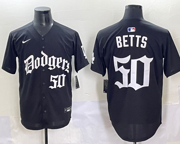 Men's Los Angeles Dodgers Mookie Betts #50 Black Alternate Jersey