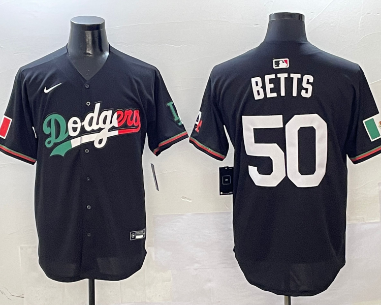 Men's Los Angeles Dodgers Mookie Betts #50 Black Jersey
