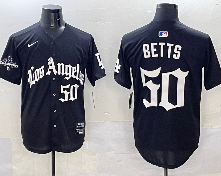 Men's Los Angeles Dodgers Mookie Betts #50 Black Jersey