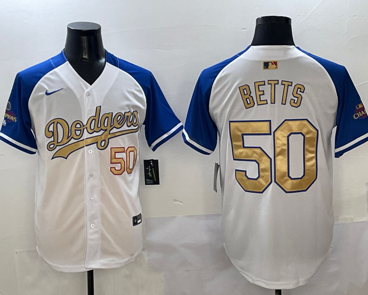 Men's Los Angeles Dodgers Mookie Betts #50 White 2025 Gold Collection Jersey