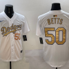 Men's Los Angeles Dodgers Mookie Betts #50 White 2025 Gold Collection Limited Jersey