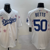 Men's Los Angeles Dodgers Mookie Betts #50 White Alternate Jersey