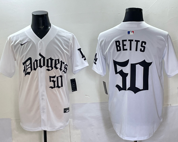 Men's Los Angeles Dodgers Mookie Betts #50 White Alternate Jersey