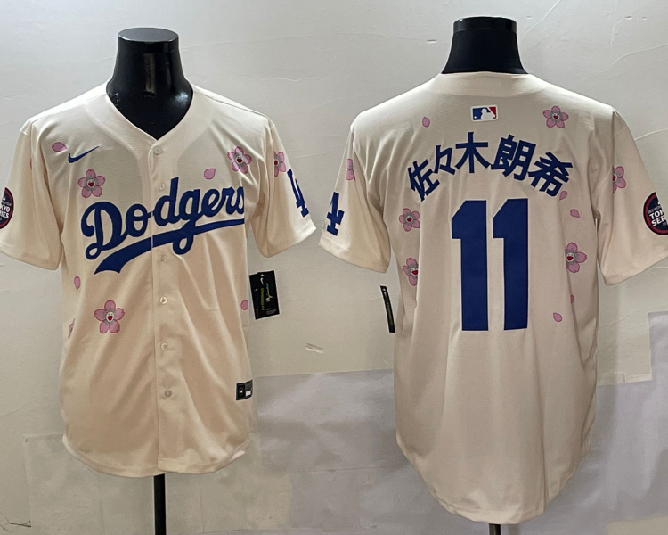 Men's Los Angeles Dodgers Roki Sasaki #11 Cream Jersey