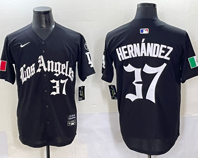 Men's Los Angeles Dodgers Teoscar Hernandez #37 Black Jersey