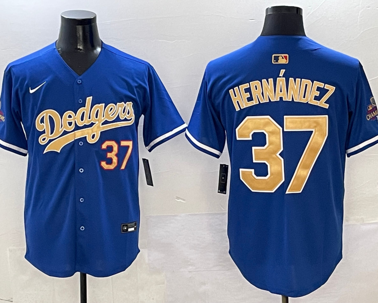 Men's Los Angeles Dodgers Teoscar Hernandez #37 Royal 2025 Gold Collection Limited Jersey