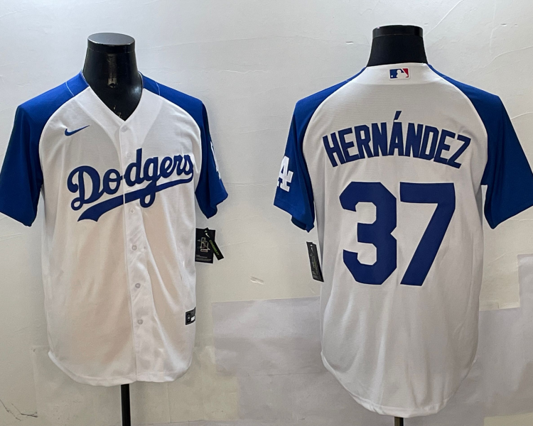 Men's Los Angeles Dodgers Teoscar Hernandez #37 White Jersey
