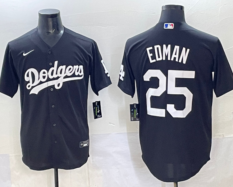 Men's Los Angeles Dodgers Tommy Edman #25 Black Alternate Jersey