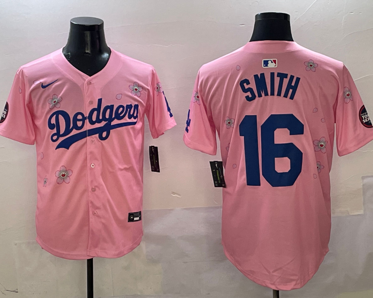 Men's Los Angeles Dodgers Will Smith #16 Pink Jersey