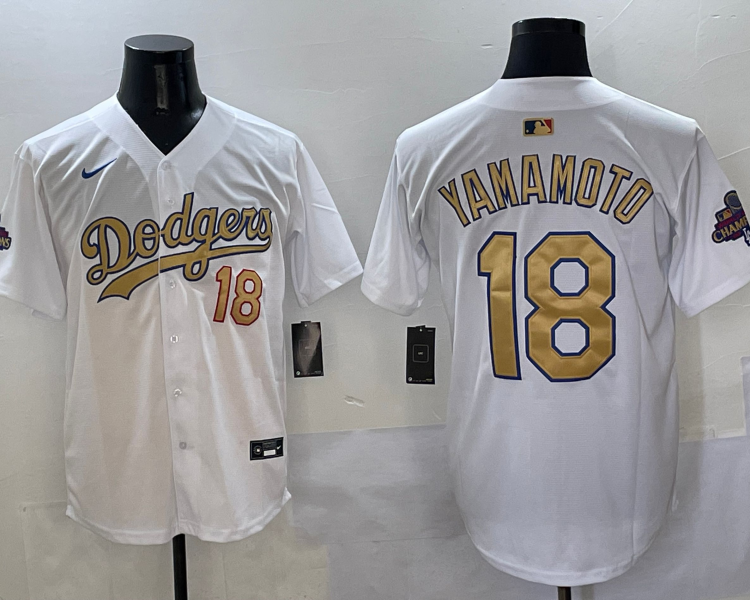 Men's Los Angeles Dodgers Yoshinobu Yamamoto #18 White 2025 Gold Collection Limited Jersey