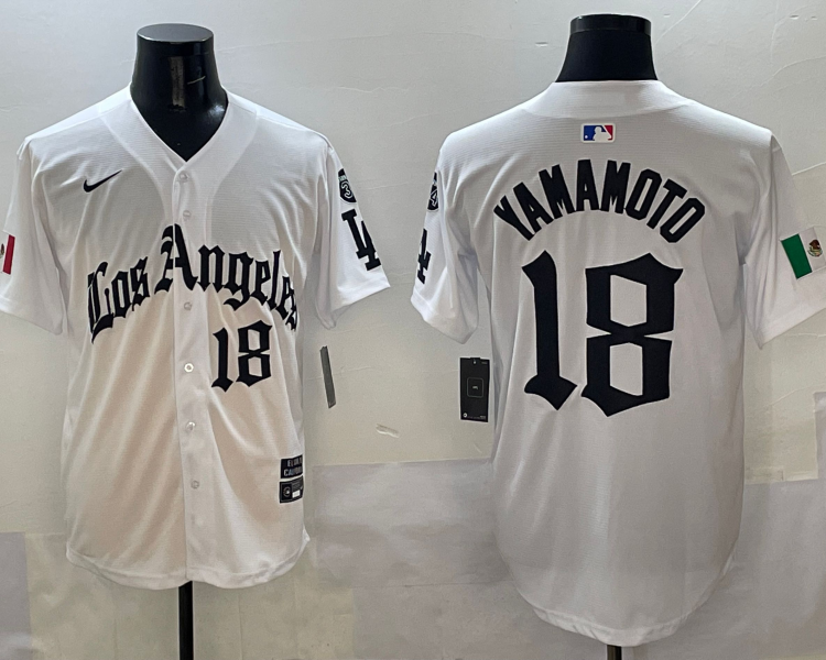 Men's Los Angeles Dodgers Yoshinobu Yamamoto #18 White Team Jersey