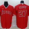 Men's Los Angeles Angels #27 Mike Trout Red Stitched Jersey