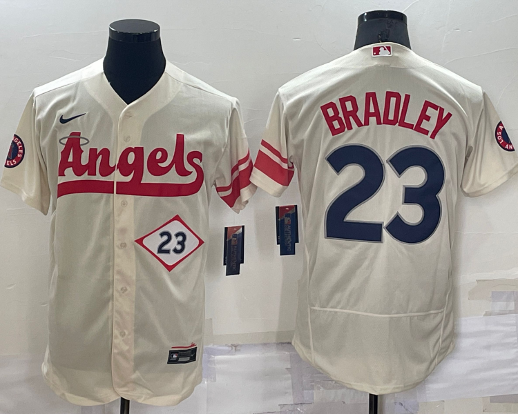 Men's Los Angeles Angels Archie Bradley #23 Beige Stitched Jersey