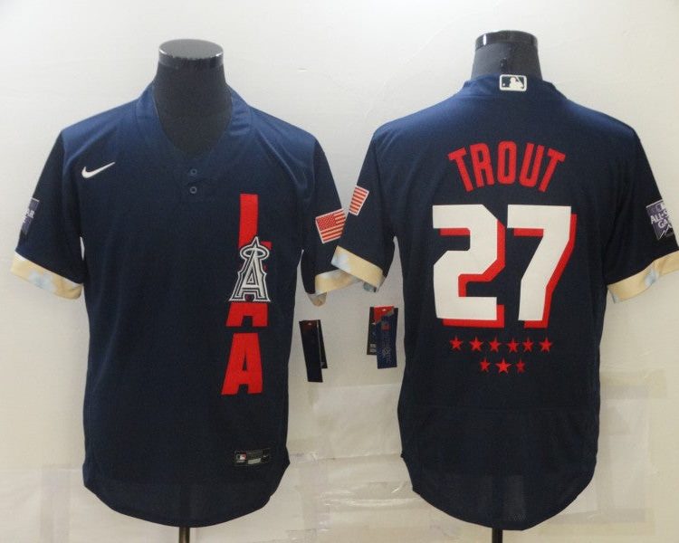 Men's Los Angeles Angels Mike Trout #27 ALL STAR Navy Jersey