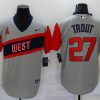 Men's Los Angeles Angels Mike Trout #27 Gray Printed Jersey