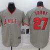 Men's Los Angeles Angels Mike Trout #27 Gray Sewn Jersey