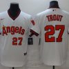 Men's Los Angeles Angels Mike Trout #27 White Printed Baseball Jersey