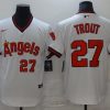 Men's Los Angeles Angels Mike Trout #27 White Printed Baseball Jersey