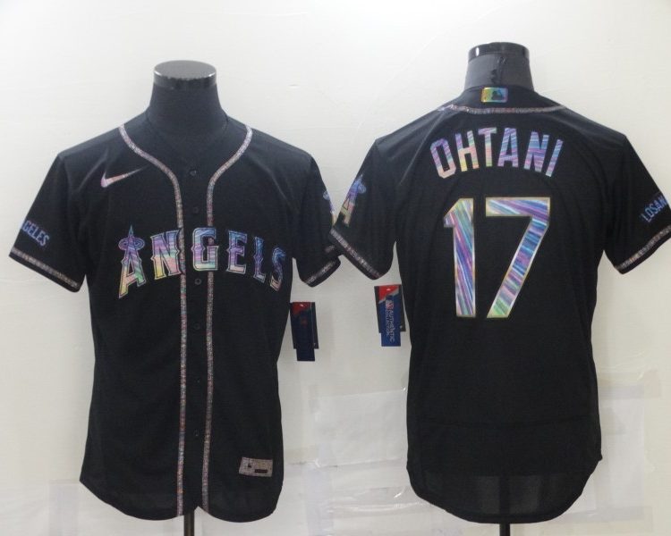 Men's Los Angeles Angels Shohei Ohtani #17 Black Sewn Baseball Jersey
