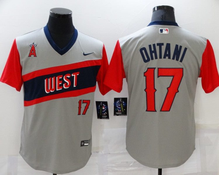 Men's Los Angeles Angels Shohei Ohtani #17 Gray Printed Baseball Jersey