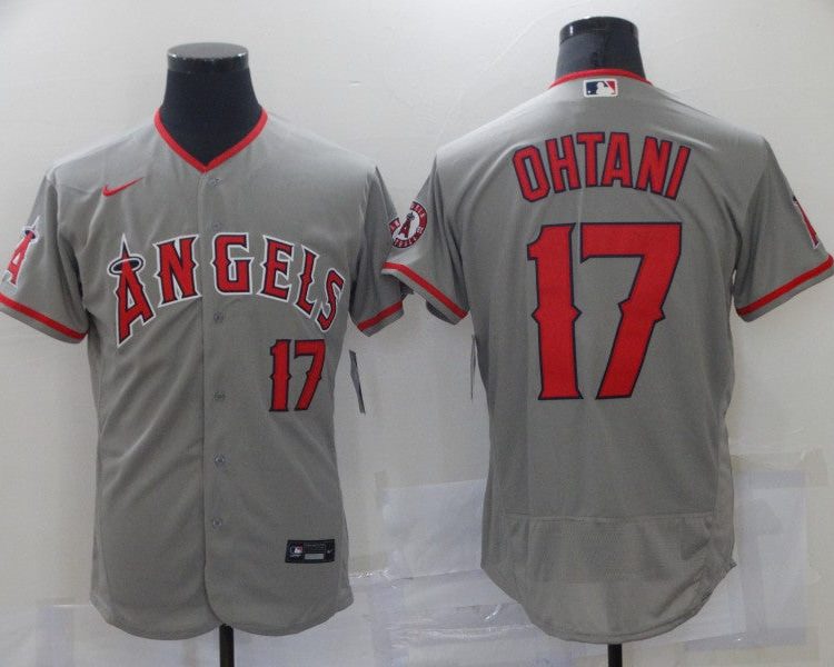 Men's Los Angeles Angels Shohei Ohtani #17 Gray Sewn Jersey