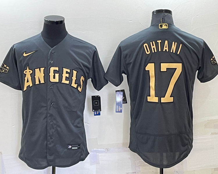 Men's Los Angeles Angels Shohei Ohtani #17 Gray Stitched Jersey