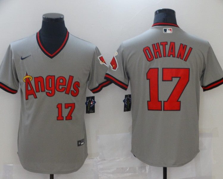 Men's Los Angeles Angels Shohei Ohtani #17 MLB Gray Printed Baseball Jersey