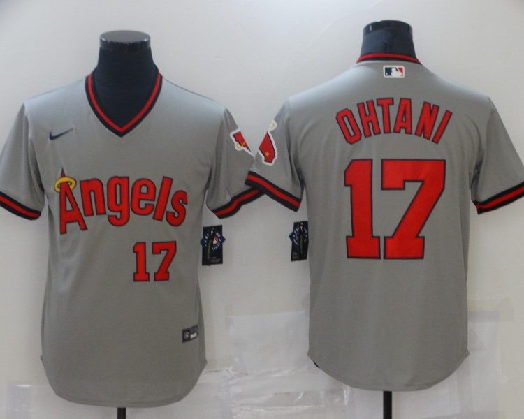 Men's Los Angeles Angels Shohei Ohtani #17 MLB Gray Printed Baseball Jersey