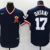 Men's Los Angeles Angels Shohei Ohtani #17 Navy Printed Baseball Jersey
