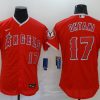 Men's Los Angeles Angels Shohei Ohtani #17 Red Sewn Jersey
