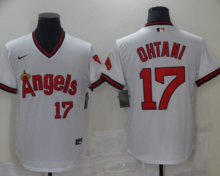 Men's Los Angeles Angels Shohei Ohtani #17 White Printed Baseball Jersey