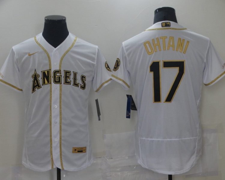 Men's Los Angeles Angels Shohei Ohtani #17 White Sewn Baseball Jersey