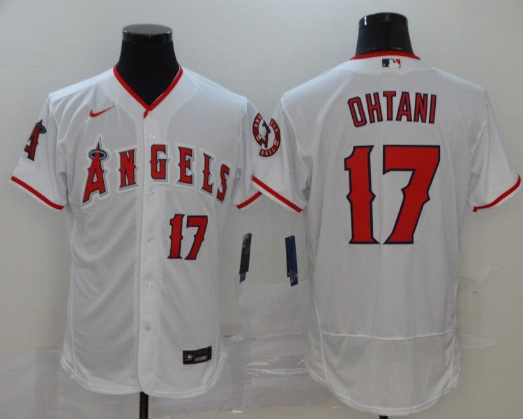Men's Los Angeles Angels Shohei Ohtani #17 White Sewn Jersey