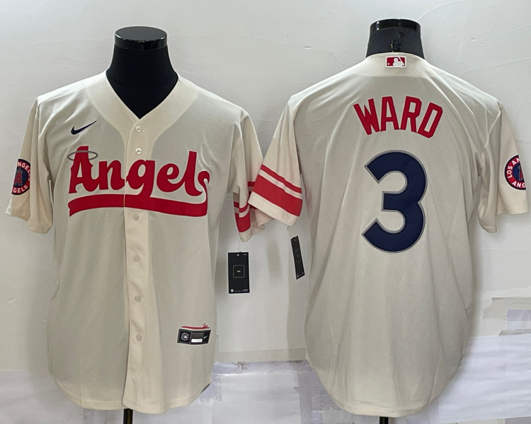Men's Los Angeles Angels Taylor Ward #3 Cream City Connect Jersey