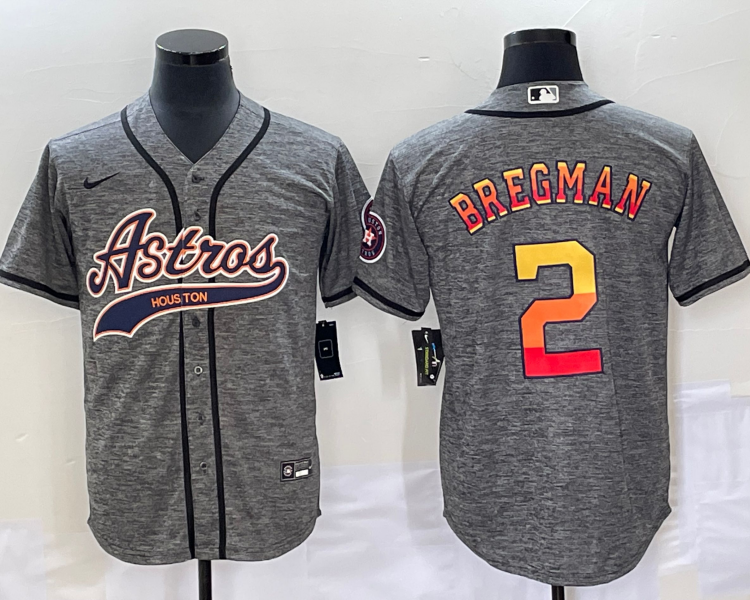 Men's Houston Astros Alex Bregman #2 Gray Jersey Joint Edition