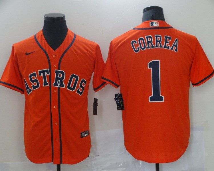 Men's Houston Astros Carlos Correa #1 Orange Baseball Jersey