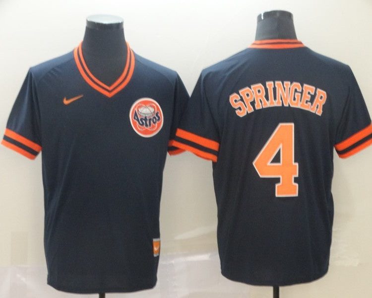 Men's Houston Astros George Springer #4 Navy Authentic Jersey