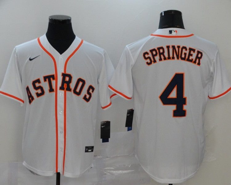 Men's Houston Astros George Springer #4 White Baseball Jersey