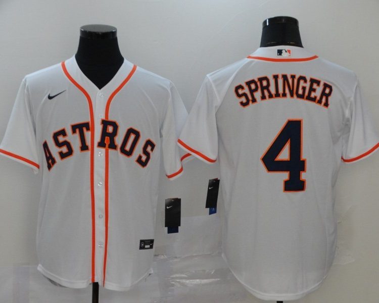 Men's Houston Astros George Springer #4 White Baseball Jersey